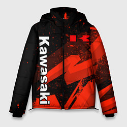 Куртка зимняя мужская Кавасаки - красные брызги, цвет: 3D-черный