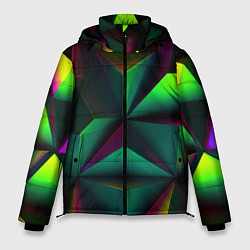Куртка зимняя мужская Зеленый калейдоскоп абстракция, цвет: 3D-красный