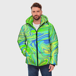 Куртка зимняя мужская Неоновая абстракция волны, цвет: 3D-светло-серый — фото 2