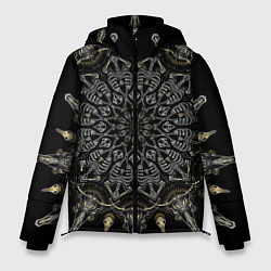 Куртка зимняя мужская Большая костяная мандала, цвет: 3D-черный