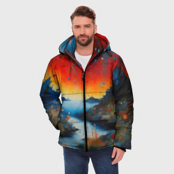 Куртка зимняя мужская Импрессионистская абстрактная живопись, цвет: 3D-красный — фото 2