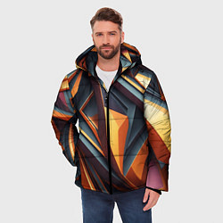 Куртка зимняя мужская Разноцветная 3D геометрия узоров метавселенной, цвет: 3D-черный — фото 2