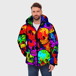 Куртка зимняя мужская Паттерн из черепов - поп-арт - мода, цвет: 3D-черный — фото 2