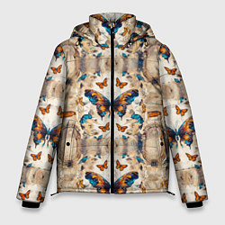 Куртка зимняя мужская Бабочки узор, цвет: 3D-черный