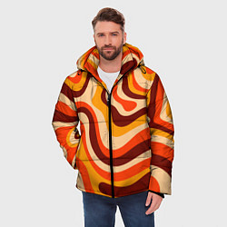 Куртка зимняя мужская Ретро текстура линий, цвет: 3D-красный — фото 2
