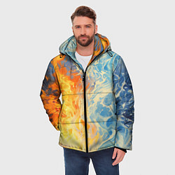 Куртка зимняя мужская Вода и пламя абстракция, цвет: 3D-черный — фото 2