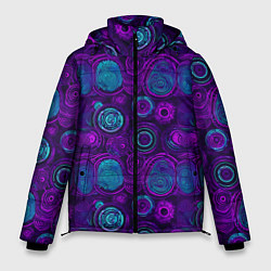 Куртка зимняя мужская Неоновые круги узор, цвет: 3D-черный