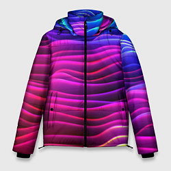 Куртка зимняя мужская Синие фиолетовые волны, цвет: 3D-красный