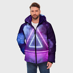 Куртка зимняя мужская Неоновый треугольник в неоновом дыму, цвет: 3D-черный — фото 2