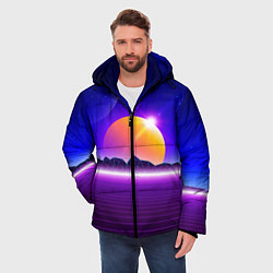 Куртка зимняя мужская Mountains - sun - space - vaporwave, цвет: 3D-красный — фото 2