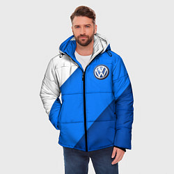Куртка зимняя мужская Volkswagen - голубые линии, цвет: 3D-черный — фото 2