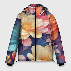 Куртка зимняя мужская Водянная лилия лотосы кувшинки, цвет: 3D-светло-серый