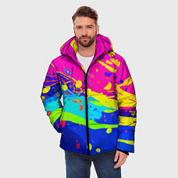 Куртка зимняя мужская Красочная абстрактная композиция, цвет: 3D-черный — фото 2