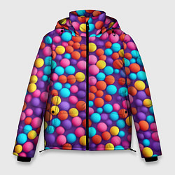 Куртка зимняя мужская Паттерн разноцветные шарики - нейросеть, цвет: 3D-светло-серый