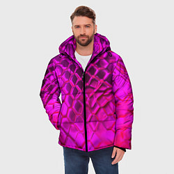 Куртка зимняя мужская Объемные розовые соты, цвет: 3D-красный — фото 2