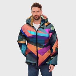 Куртка зимняя мужская Камуфляж и цветная геометрия - нейросеть, цвет: 3D-черный — фото 2