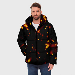 Куртка зимняя мужская Разлетающиеся искры пламени, цвет: 3D-черный — фото 2