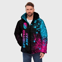 Куртка зимняя мужская Spirited Away - neon gradient: по-вертикали, цвет: 3D-черный — фото 2