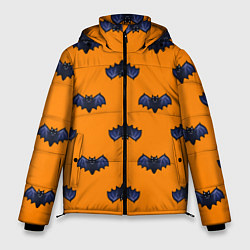 Куртка зимняя мужская Летучие мыши - паттерн оранжевый, цвет: 3D-черный