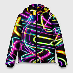 Куртка зимняя мужская Неоновая абстракция - нейросеть, цвет: 3D-светло-серый
