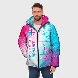 Куртка зимняя мужская My Chemical Romance neon gradient style: по-вертик, цвет: 3D-черный — фото 2
