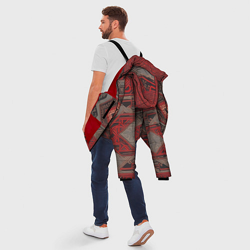 Мужская зимняя куртка Ковер в красных тонах / 3D-Красный – фото 5