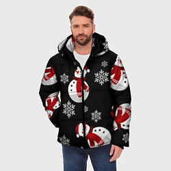 Куртка зимняя мужская Снеговички в зимних шапочках со снежинками, цвет: 3D-красный — фото 2