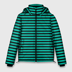 Куртка зимняя мужская Зелёный в чёрную полоску, цвет: 3D-светло-серый