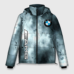 Куртка зимняя мужская Bmw смок текстура, цвет: 3D-черный