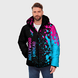 Куртка зимняя мужская Hollywood Undead - neon gradient: по-вертикали, цвет: 3D-черный — фото 2