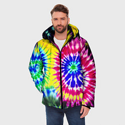 Куртка зимняя мужская Colorful floral composition - tie-dye, цвет: 3D-красный — фото 2