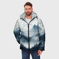 Куртка зимняя мужская Утренние горы, цвет: 3D-красный — фото 2