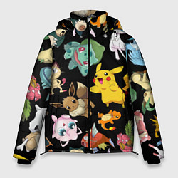 Куртка зимняя мужская Пикачу и другие покемоны, цвет: 3D-черный
