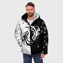 Куртка зимняя мужская Инь Янь - Драконы, цвет: 3D-черный — фото 2