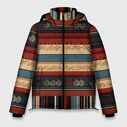 Куртка зимняя мужская Этнический принт в полоску, цвет: 3D-черный