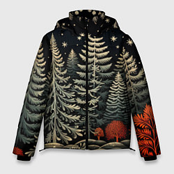 Куртка зимняя мужская Новогоднее настроение лес, цвет: 3D-красный