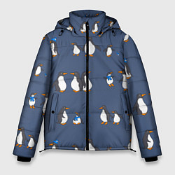 Куртка зимняя мужская Забавное семейство пингвинов, цвет: 3D-красный
