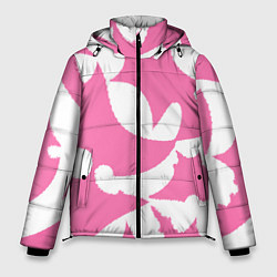 Куртка зимняя мужская Бело-розовая абстрактная композиция, цвет: 3D-красный