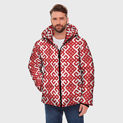 Куртка зимняя мужская Макошь - славянские обережные узоры, цвет: 3D-черный — фото 2