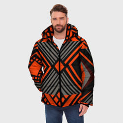Куртка зимняя мужская Узор в этническом стиле племени масаев, цвет: 3D-черный — фото 2