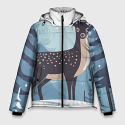 Мужская зимняя куртка Зимняя сказка олень в лесу