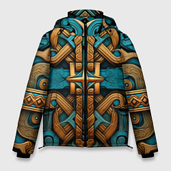 Куртка зимняя мужская Орнамент в норвежском стиле, цвет: 3D-светло-серый