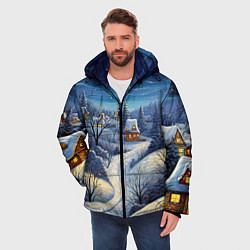 Куртка зимняя мужская Деревня новогодняя, цвет: 3D-светло-серый — фото 2