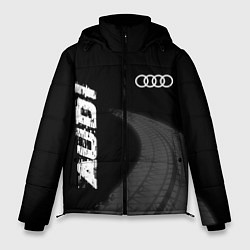 Куртка зимняя мужская Audi speed на темном фоне со следами шин вертикаль, цвет: 3D-черный