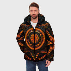 Куртка зимняя мужская Орнамент в африканском стиле на тёмном фоне, цвет: 3D-светло-серый — фото 2