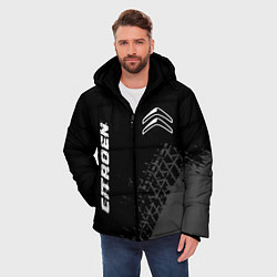Куртка зимняя мужская Citroen speed на темном фоне со следами шин вертик, цвет: 3D-черный — фото 2