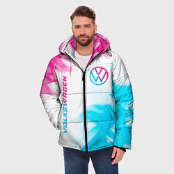 Куртка зимняя мужская Volkswagen neon gradient style вертикально, цвет: 3D-черный — фото 2