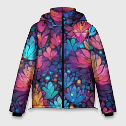Куртка зимняя мужская Растительный абстрактный узор, цвет: 3D-черный