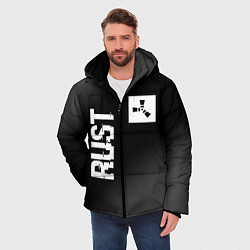 Куртка зимняя мужская Rust glitch на темном фоне вертикально, цвет: 3D-черный — фото 2