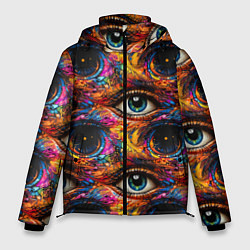 Куртка зимняя мужская Глаза рисунок паттерн, цвет: 3D-светло-серый